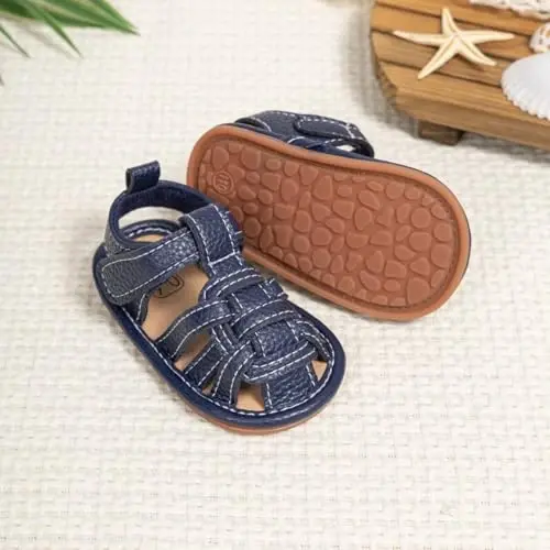 HsdsBebe Infant Baby Boys Girls Summer Beach Sandals Breathable Athletic Anti-slip Soft Sole Newborn First Walker Crib Shoes - 1