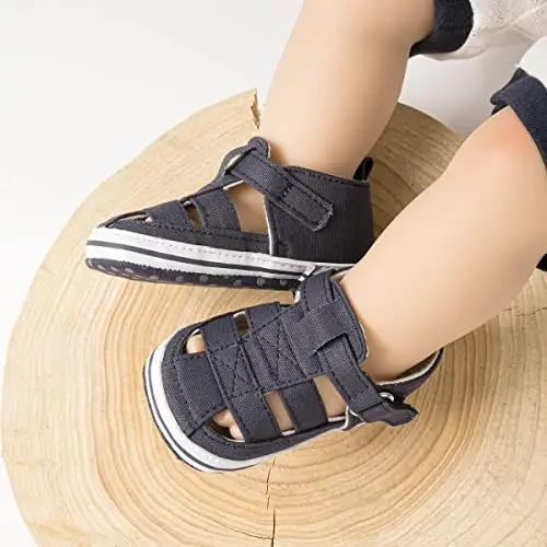 HsdsBebe Infant Baby Boys Girls Summer Beach Sandals Breathable Athletic Anti-slip Soft Sole Newborn First Walker Crib Shoes - 2