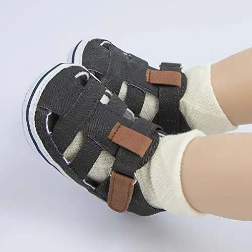 HsdsBebe Infant Baby Boys Girls Summer Beach Sandals Breathable Athletic Anti-slip Soft Sole Newborn First Walker Crib Shoes - 2