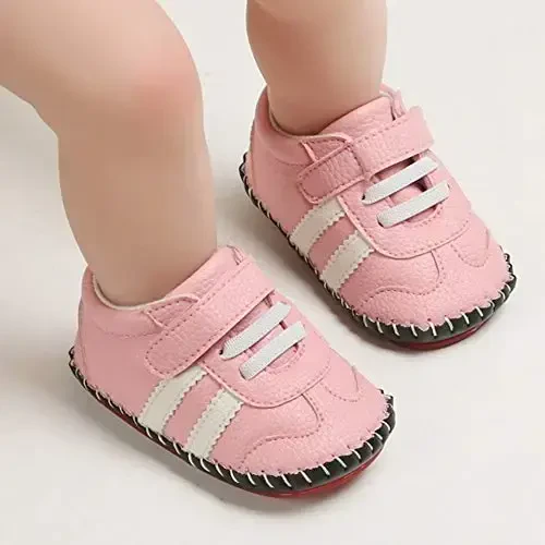 HsdsBebe Baby Boys Girls Pu Leather Hard Bottom Walking Sneakers Toddler Rubber Sole First Walkers Infant Cartoon Slippers Crib Shoes - 3