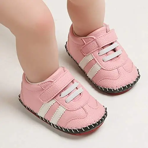 HsdsBebe Baby Boys Girls Pu Leather Hard Bottom Walking Sneakers Toddler Rubber Sole First Walkers Infant Cartoon Slippers Crib Shoes - 3