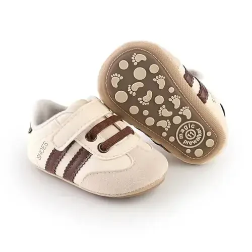 HsdsBebe Baby Boys Girls Pu Leather Hard Bottom Walking Sneakers Toddler Rubber Sole First Walkers Infant Cartoon Slippers Crib Shoes 