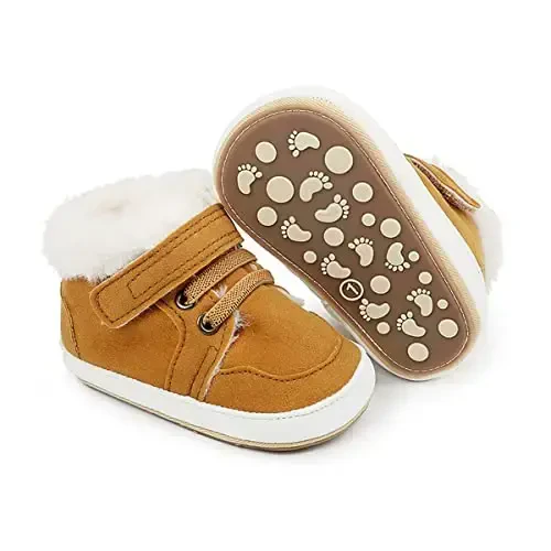 HsdsBebe Baby Boys Girls Pu Leather Hard Bottom Walking Sneakers Toddler Rubber Sole First Walkers Infant Cartoon Slippers Crib Shoes - 1