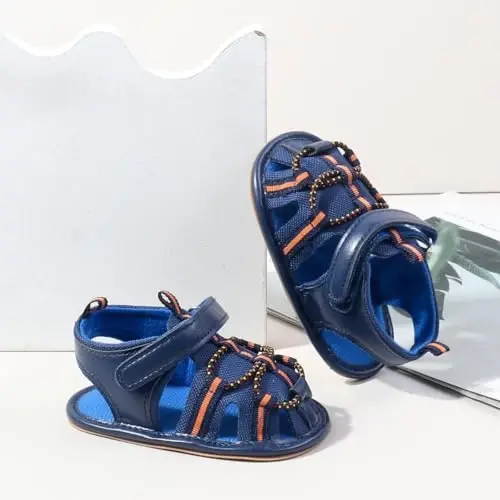 HsdsBebe Infant Baby Boys Girls Summer Beach Sandals Breathable Athletic Anti-slip Soft Sole Newborn First Walker Crib Shoes - 3