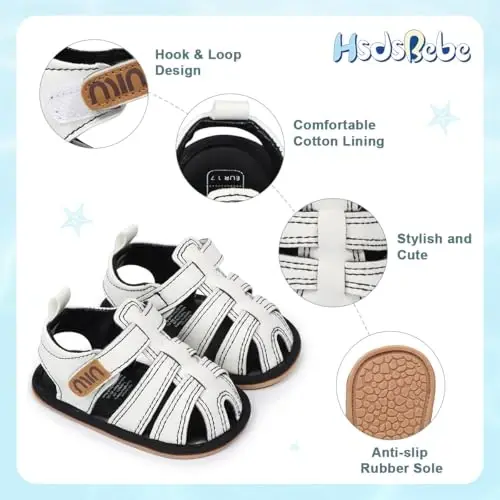 HsdsBebe Infant Baby Boys Girls Summer Beach Sandals Breathable Athletic Anti-slip Soft Sole Newborn First Walker Crib Shoes - 6