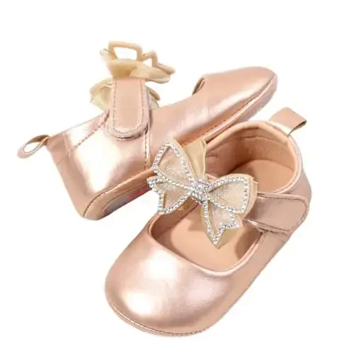 HsdsBebe Infant Baby Girls Mary Jane Flats Bow Non-Slip Soft Sole Princess Toddler First Walkers Sneaker Wedding Dress Shoes 