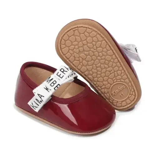 HsdsBebe Infant Baby Girls Mary Jane Flats Bow Non-Slip Soft Sole Princess Toddler First Walkers Sneaker Wedding Dress Shoes - 2