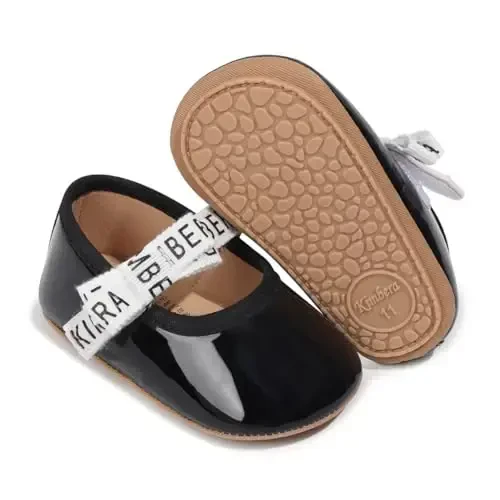 HsdsBebe Infant Baby Girls Mary Jane Flats Bow Non-Slip Soft Sole Princess Toddler First Walkers Sneaker Wedding Dress Shoes - 3
