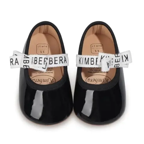 HsdsBebe Infant Baby Girls Mary Jane Flats Bow Non-Slip Soft Sole Princess Toddler First Walkers Sneaker Wedding Dress Shoes - 1