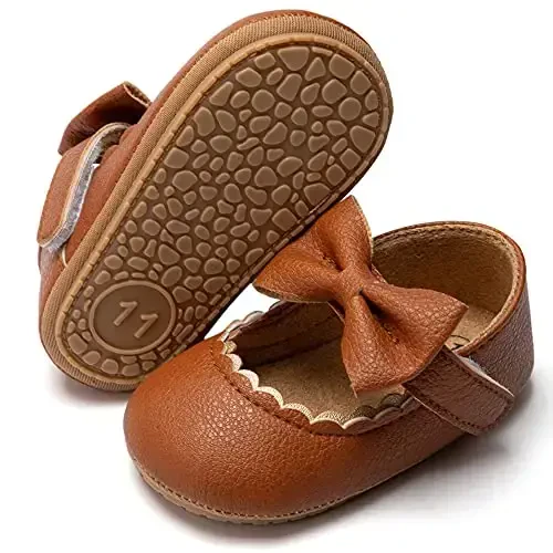 HsdsBebe Infant Baby Girls Mary Jane Flats Bow Non-Slip Soft Sole Princess Toddler First Walkers Sneaker Wedding Dress Shoes - HSDSBEBE (1)