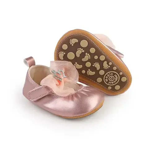 HsdsBebe Infant Baby Girls Mary Jane Flats Bow Non-Slip Soft Sole Princess Toddler First Walkers Sneaker Wedding Dress Shoes - 4