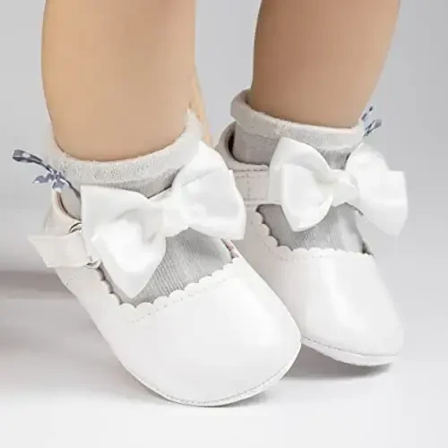 HsdsBebe Infant Baby Girls Mary Jane Flats Bow Non-Slip Soft Sole Princess Toddler First Walkers Sneaker Wedding Dress Shoes - HSDSBEBE (1)