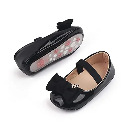 HsdsBebe Infant Baby Girls Mary Jane Flats Bow Non-Slip Soft Sole Princess Toddler First Walkers Sneaker Wedding Dress Shoes 