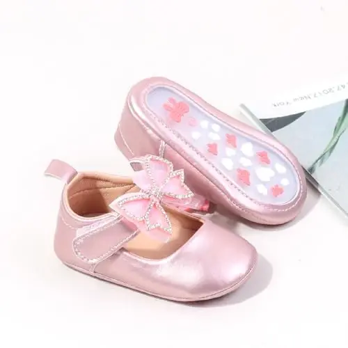 HsdsBebe Infant Baby Girls Mary Jane Flats Bow Non-Slip Soft Sole Princess Toddler First Walkers Sneaker Wedding Dress Shoes - HSDSBEBE (1)