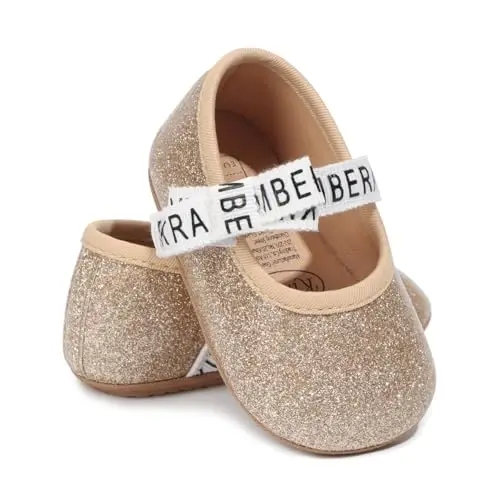 HsdsBebe Infant Baby Girls Mary Jane Flats Bow Non-Slip Soft Sole Princess Toddler First Walkers Sneaker Wedding Dress Shoes - 1