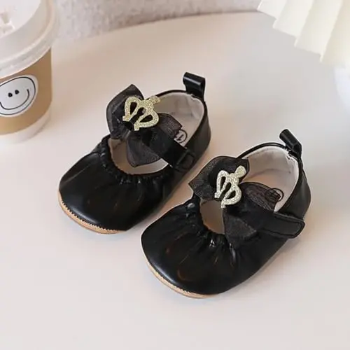 HsdsBebe Infant Baby Girls Mary Jane Flats Bow Non-Slip Soft Sole Princess Toddler First Walkers Sneaker Wedding Dress Shoes - 3
