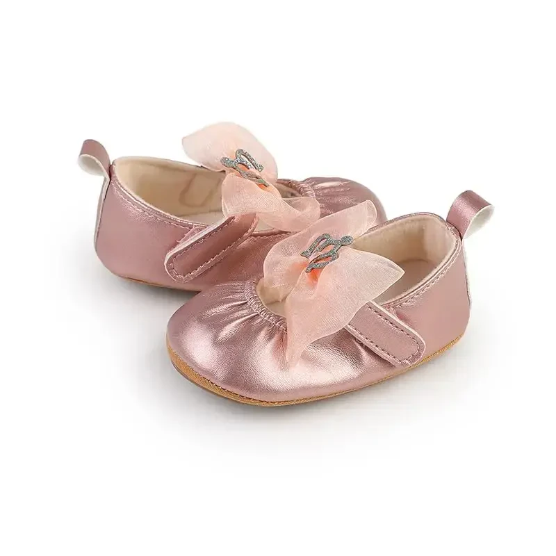 HsdsBebe Infant Baby Girls Mary Jane Flats Bow Non-Slip Soft Sole Princess Toddler First Walkers Sneaker Wedding Dress Shoes - 5