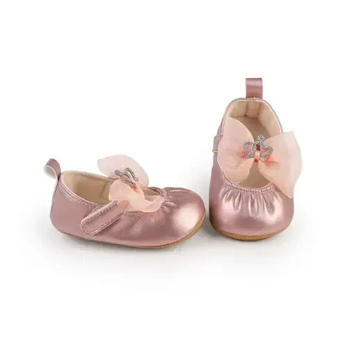 HsdsBebe Infant Baby Girls Mary Jane Flats Bow Non-Slip Soft Sole Princess Toddler First Walkers Sneaker Wedding Dress Shoes - 6