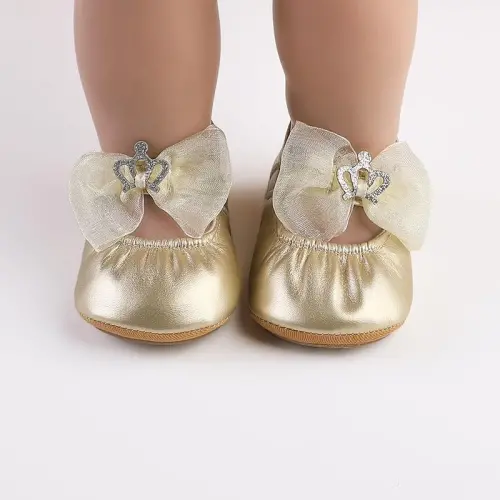 HsdsBebe Infant Baby Girls Mary Jane Flats Bow Non-Slip Soft Sole Princess Toddler First Walkers Sneaker Wedding Dress Shoes - 2