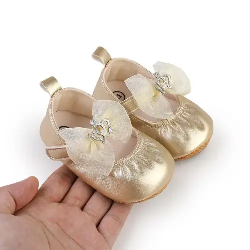 HsdsBebe Infant Baby Girls Mary Jane Flats Bow Non-Slip Soft Sole Princess Toddler First Walkers Sneaker Wedding Dress Shoes - 4