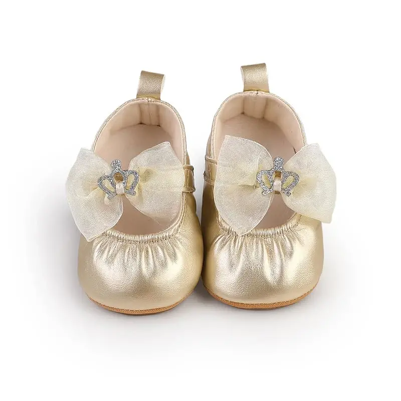 HsdsBebe Infant Baby Girls Mary Jane Flats Bow Non-Slip Soft Sole Princess Toddler First Walkers Sneaker Wedding Dress Shoes - 6