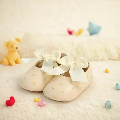 HsdsBebe Infant Baby Girls Mary Jane Flats Bow Non-Slip Soft Sole Princess Toddler First Walkers Sneaker Wedding Dress Shoes - 4