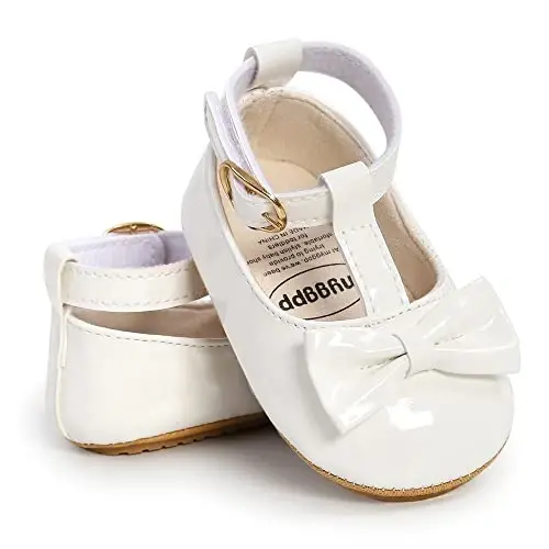 HsdsBebe Infant Baby Girls Mary Jane Flats Bow Non-Slip Soft Sole Princess Toddler First Walkers Sneaker Wedding Dress Shoes - 4