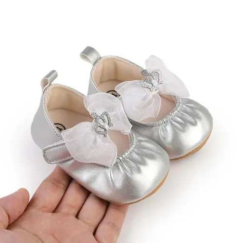 HsdsBebe Infant Baby Girls Mary Jane Flats Bow Non-Slip Soft Sole Princess Toddler First Walkers Sneaker Wedding Dress Shoes - 3