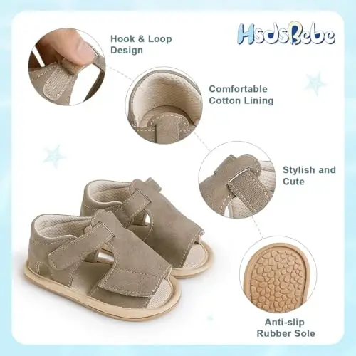 HsdsBebe Chaqaloq O'g'il Qizlar Yozgi Plyaj Sandallari Nafas oladigan Atletik Sirpanmaydigan Yumshoq Taglik Yangi tug'ilgan Birinchi Yuruvchi Beshik Poyafzallari - 5