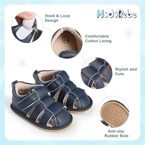 HsdsBebe Детские летние пляжные сандалии для мальчиков и девочек, дышащая спортивная обувь с нескользящей мягкой подошвой, обувь для новорожденных, впервые научившихся ходить, пинетки - 5