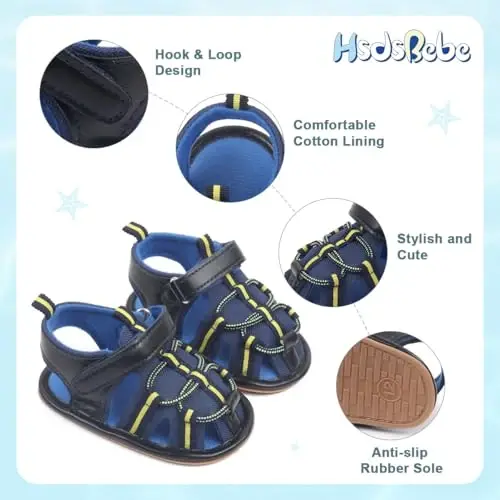 HsdsBebe Детские летние пляжные сандалии для мальчиков и девочек, дышащая спортивная обувь с нескользящей мягкой подошвой, обувь для новорожденных, впервые научившихся ходить, пинетки - 5