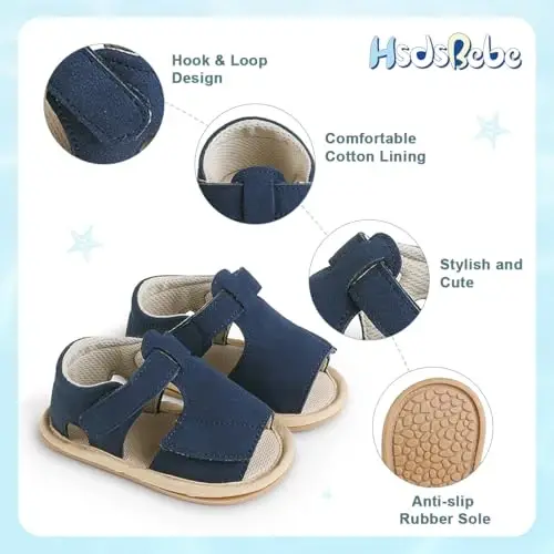 HsdsBebe Детские летние пляжные сандалии для мальчиков и девочек, дышащая спортивная обувь с нескользящей мягкой подошвой, обувь для новорожденных, впервые научившихся ходить, пинетки - 5