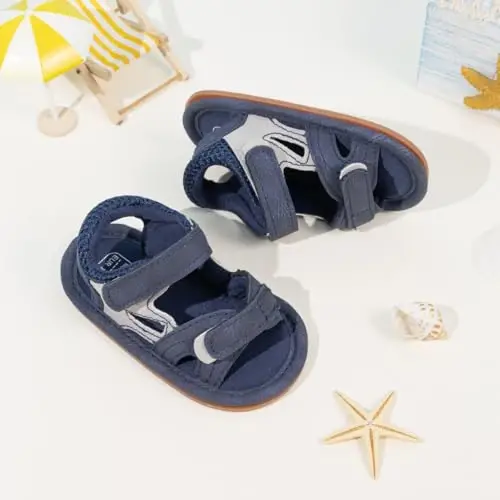 HsdsBebe Детские летние пляжные сандалии для мальчиков и девочек, дышащие спортивные нескользящие мягкие туфли на первом шагу для новорожденных - 3