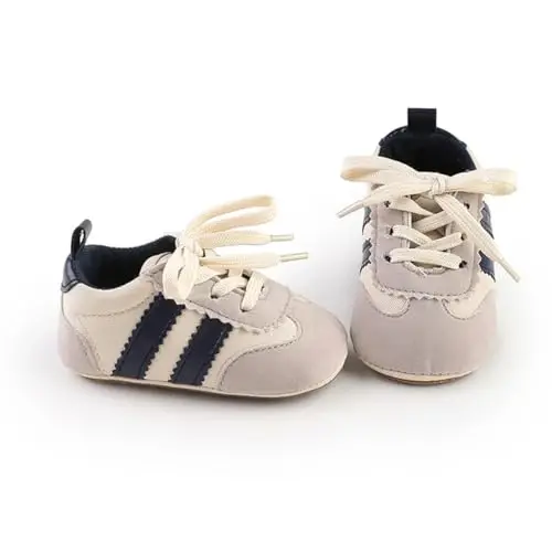HsdsBebe Baby Boys Girls Pu Leather Hard Bottom Walking Sneakers Toddler Rubber Sole First Walkers Infant Cartoon Slippers Crib Shoes - 1