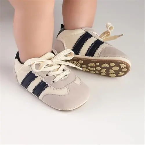 HsdsBebe Baby Boys Girls Pu Leather Hard Bottom Walking Sneakers Toddler Rubber Sole First Walkers Infant Cartoon Slippers Crib Shoes - 2