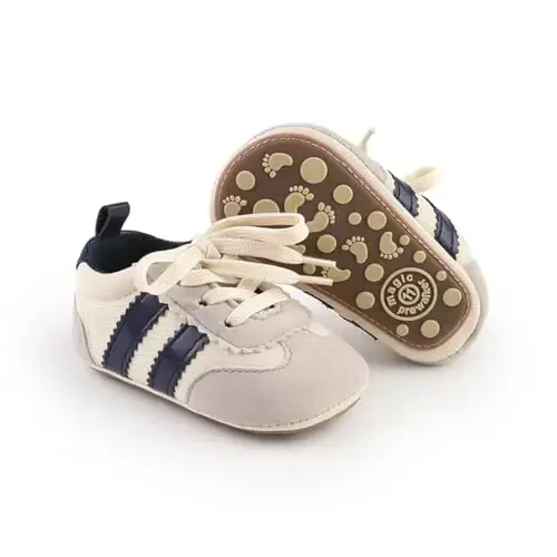 HsdsBebe Baby Boys Girls Pu Leather Hard Bottom Walking Sneakers Toddler Rubber Sole First Walkers Infant Cartoon Slippers Crib Shoes - 3