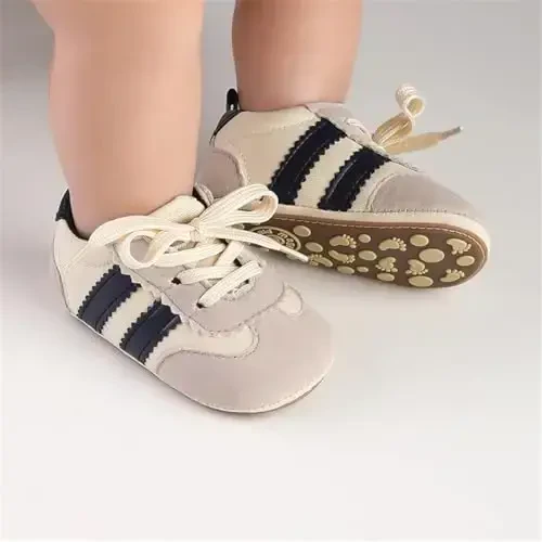 HsdsBebe Baby Boys Girls Pu Leather Hard Bottom Walking Sneakers Toddler Rubber Sole First Walkers Infant Cartoon Slippers Crib Shoes - 2