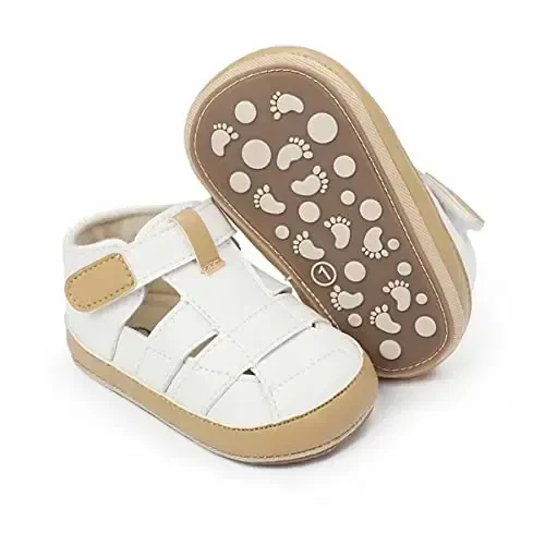 HsdsBebe Baby Boys Girls Pu Leather Hard Bottom Walking Sneakers Toddler Rubber Sole First Walkers Infant Cartoon Slippers Crib Shoes 