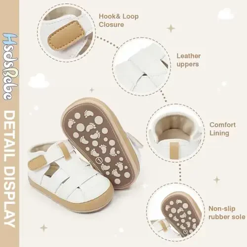 HsdsBebe Baby Boys Girls Pu Leather Hard Bottom Walking Sneakers Toddler Rubber Sole First Walkers Infant Cartoon Slippers Crib Shoes - 5