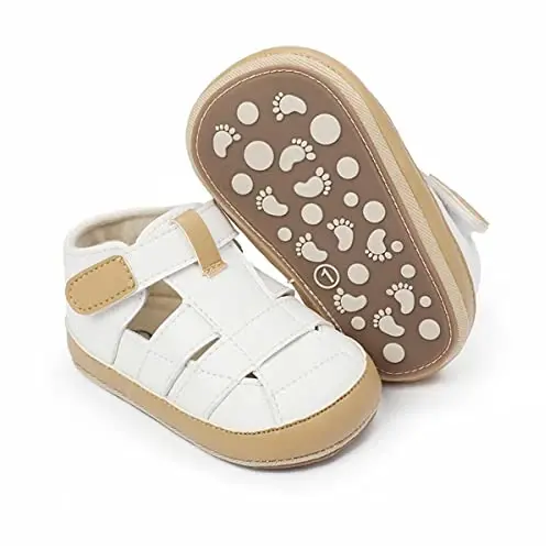 HsdsBebe Baby Boys Girls Pu Leather Hard Bottom Walking Sneakers Toddler Rubber Sole First Walkers Infant Cartoon Slippers Crib Shoes - 1