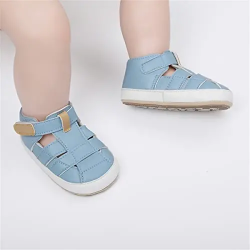 HsdsBebe Baby Boys Girls Pu Leather Hard Bottom Walking Sneakers Toddler Rubber Sole First Walkers Infant Cartoon Slippers Crib Shoes - 2