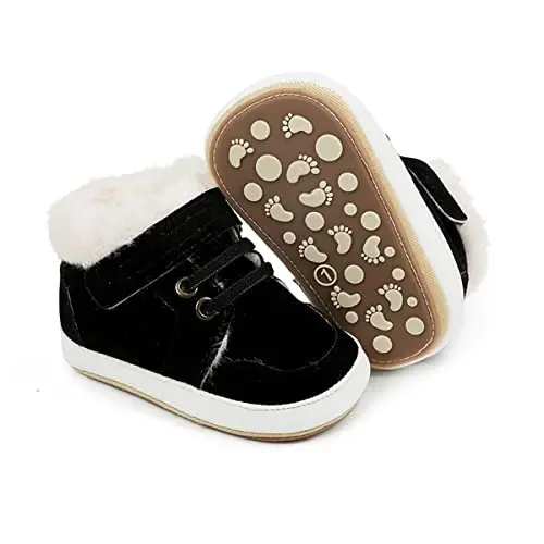 HsdsBebe Baby Boys Girls Pu Leather Hard Bottom Walking Sneakers Toddler Rubber Sole First Walkers Infant Cartoon Slippers Crib Shoes - 1
