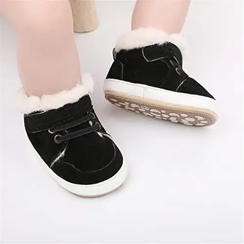 HsdsBebe Baby Boys Girls Pu Leather Hard Bottom Walking Sneakers Toddler Rubber Sole First Walkers Infant Cartoon Slippers Crib Shoes - 2