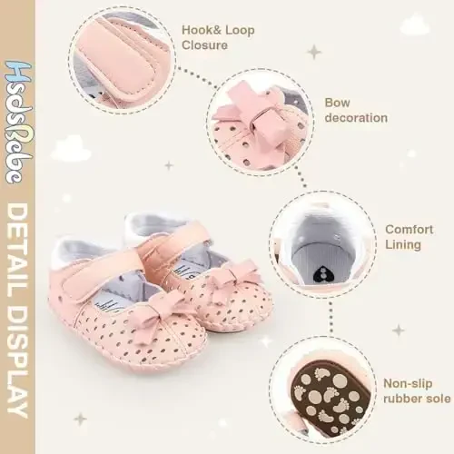 HsdsBebe Baby Boys Girls Pu Leather Hard Bottom Walking Sneakers Toddler Rubber Sole First Walkers Infant Cartoon Slippers Crib Shoes - 5
