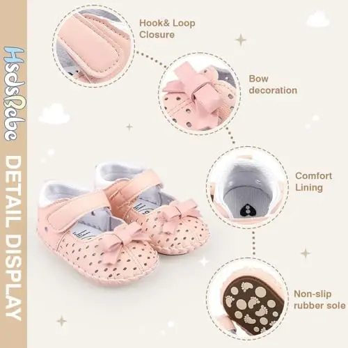 HsdsBebe Baby Boys Girls Pu Leather Hard Bottom Walking Sneakers Toddler Rubber Sole First Walkers Infant Cartoon Slippers Crib Shoes - 5