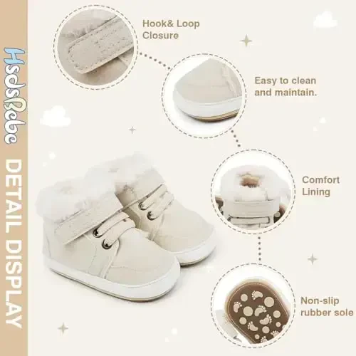 HsdsBebe Baby Boys Girls Pu Leather Hard Bottom Walking Sneakers Toddler Rubber Sole First Walkers Infant Cartoon Slippers Crib Shoes - 5