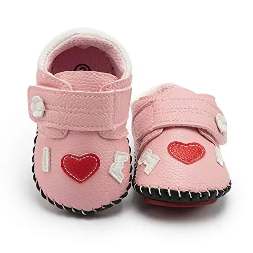 HsdsBebe Baby Boys Girls Pu Leather Hard Bottom Walking Sneakers Toddler Rubber Sole First Walkers Infant Cartoon Slippers Crib Shoes - 1