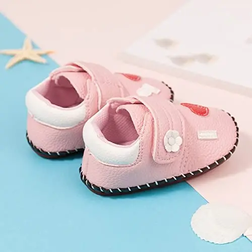 HsdsBebe Baby Boys Girls Pu Leather Hard Bottom Walking Sneakers Toddler Rubber Sole First Walkers Infant Cartoon Slippers Crib Shoes - 4