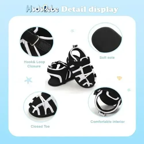 HsdsBebe Infant Baby Boys Girls Summer Beach Sandals Breathable Athletic Anti-slip Soft Sole Newborn First Walker Crib Shoes - 5