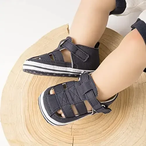 HsdsBebe Infant Baby Boys Girls Summer Beach Sandals Breathable Athletic Anti-slip Soft Sole Newborn First Walker Crib Shoes - 2